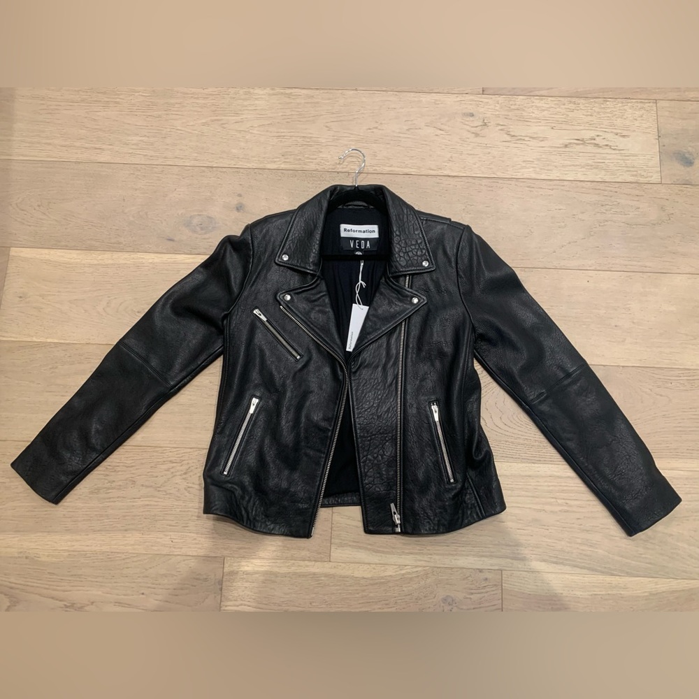 Large Reformation Veda Bad leather jacket